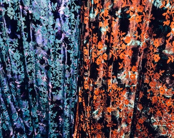 Luxury floral design on Italian burnout stretch velvet 4-way stretch high quality fabrics 58/60”