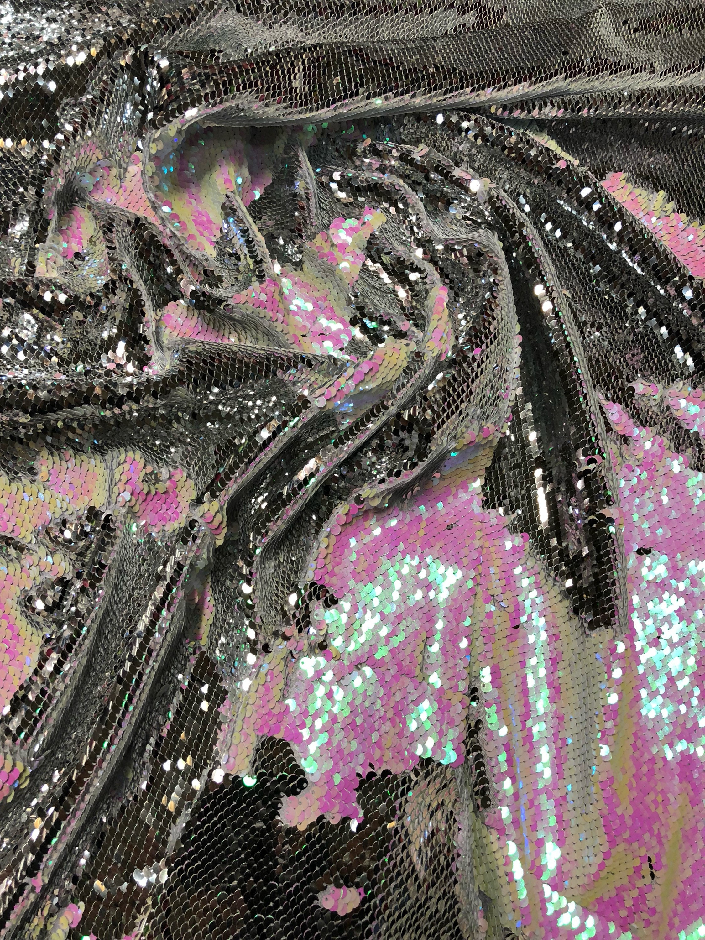 New Flip up Sequins Reversible Sequins Iridescentpink/silver Spandex ...