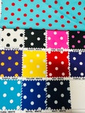 Polka dots design small size print on great quality of nylon spandex 4-way stretch 58/60” Sold by the YD. Ships worldwide from Los Angeles
