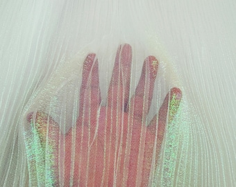 New Unicorn pleated iridescent organza 50/52” Sold by the YD.