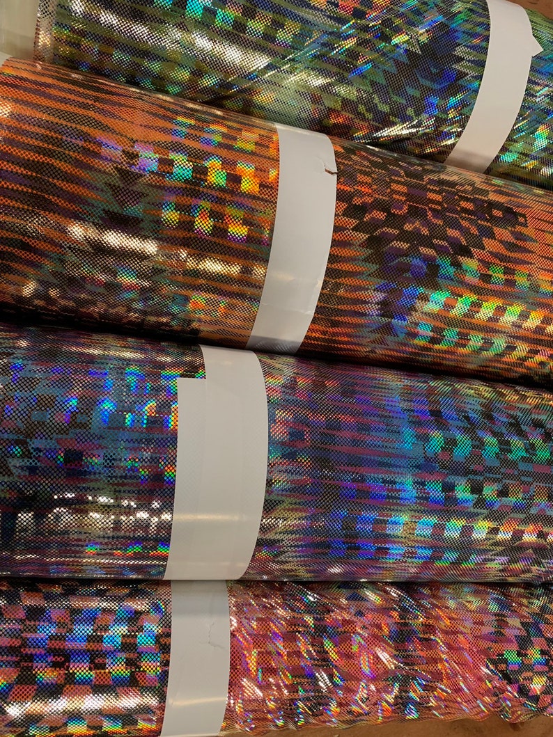 Ships worldwide from Los Angeles CA USA New 3D hologram diamond design iridescent metallic nylon spandex 4way stretch 5860 Sold by the YD
