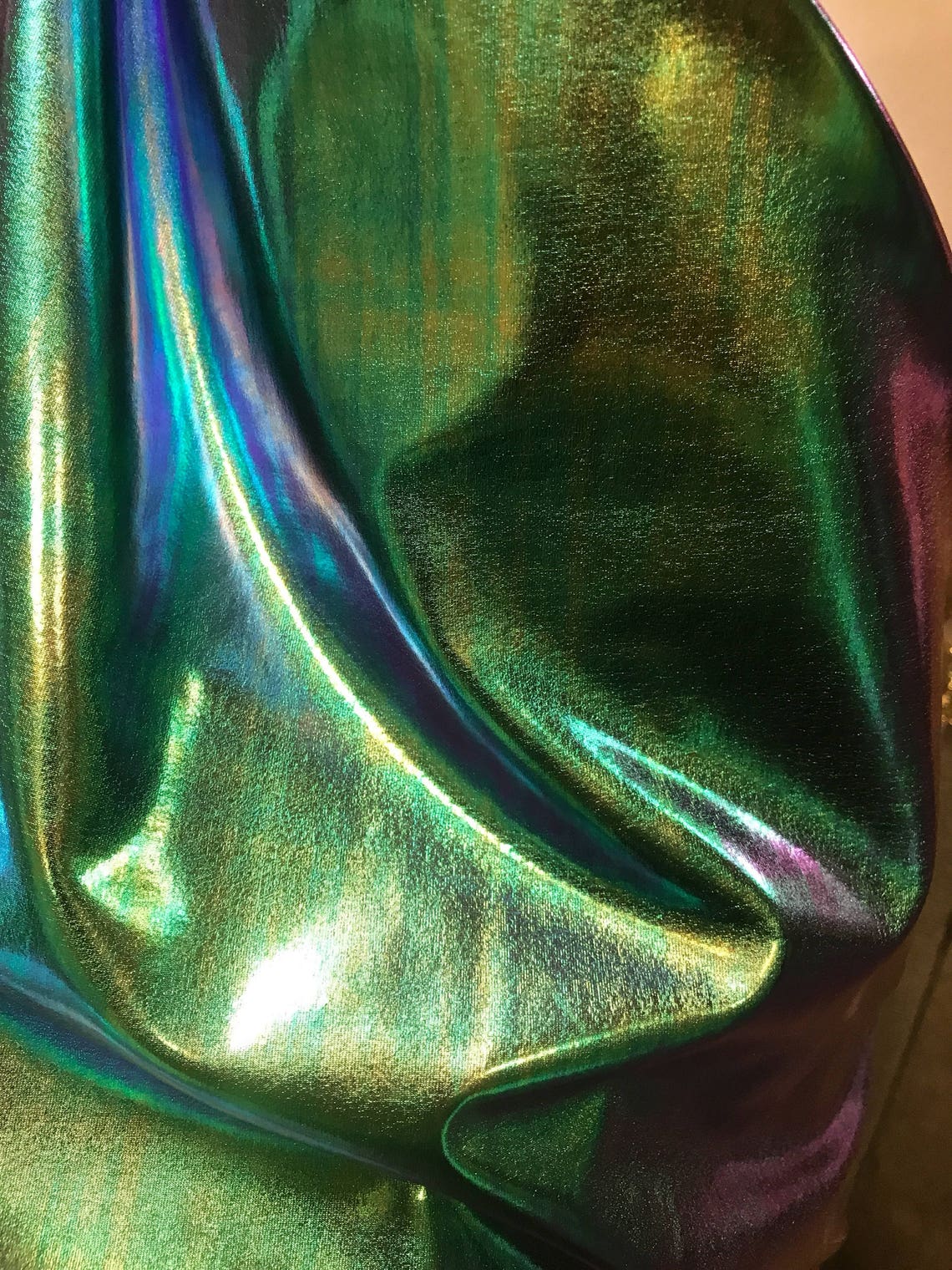 New Iridescent All Over Foil Blue/green Nylon Spandex 4way - Etsy