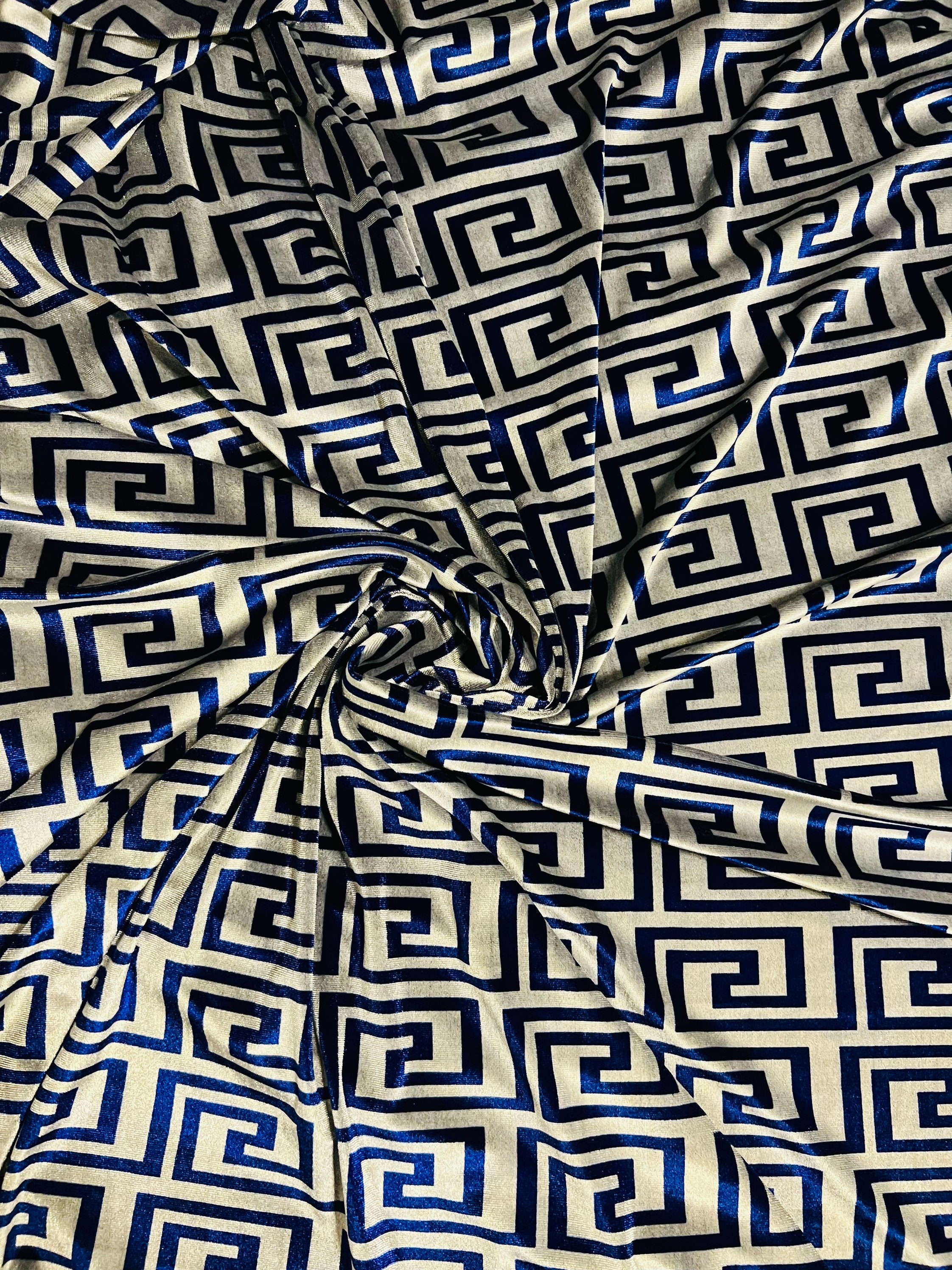 CD Monogram inspired dark blue print on Spandex Fabric, Stretch Jersey –  logofabrics