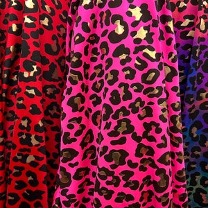 Leopard design exotic animal print on best quality of nylon spandex 4-way stretch 58/60” Sold by the YD. Ships Worldwide from Los Angeles CA