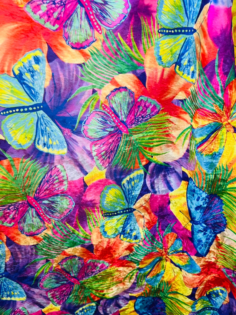 New Butterfly Design Rainbow Color Print on Poly Velour Etsy