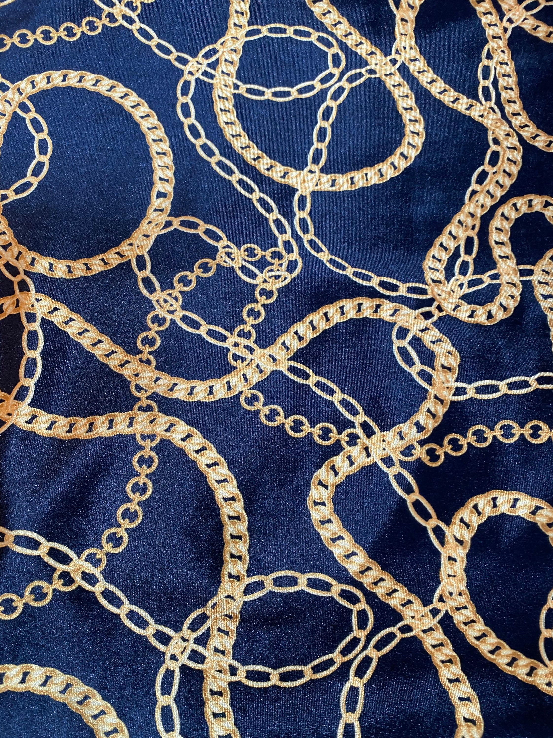 GG Black & Gold Velvet Designer Inspired Spandex Fabric