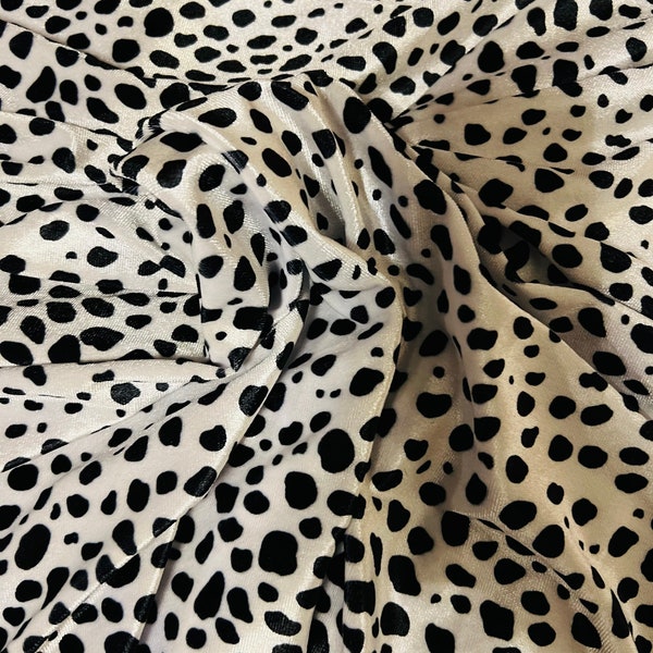 New Dalmatian design print on best quality of stretch velvet 4-way stretch 58/60” Sold by the YD. Ships worldwide from Los Angeles CA USA