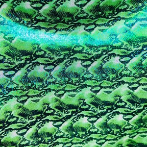 NEW Cobra snake design with hologram ilusión foggy foil all over print on nylon spandex 4way stretch 58/60&quot; Sold by the YD. Ships worldwide