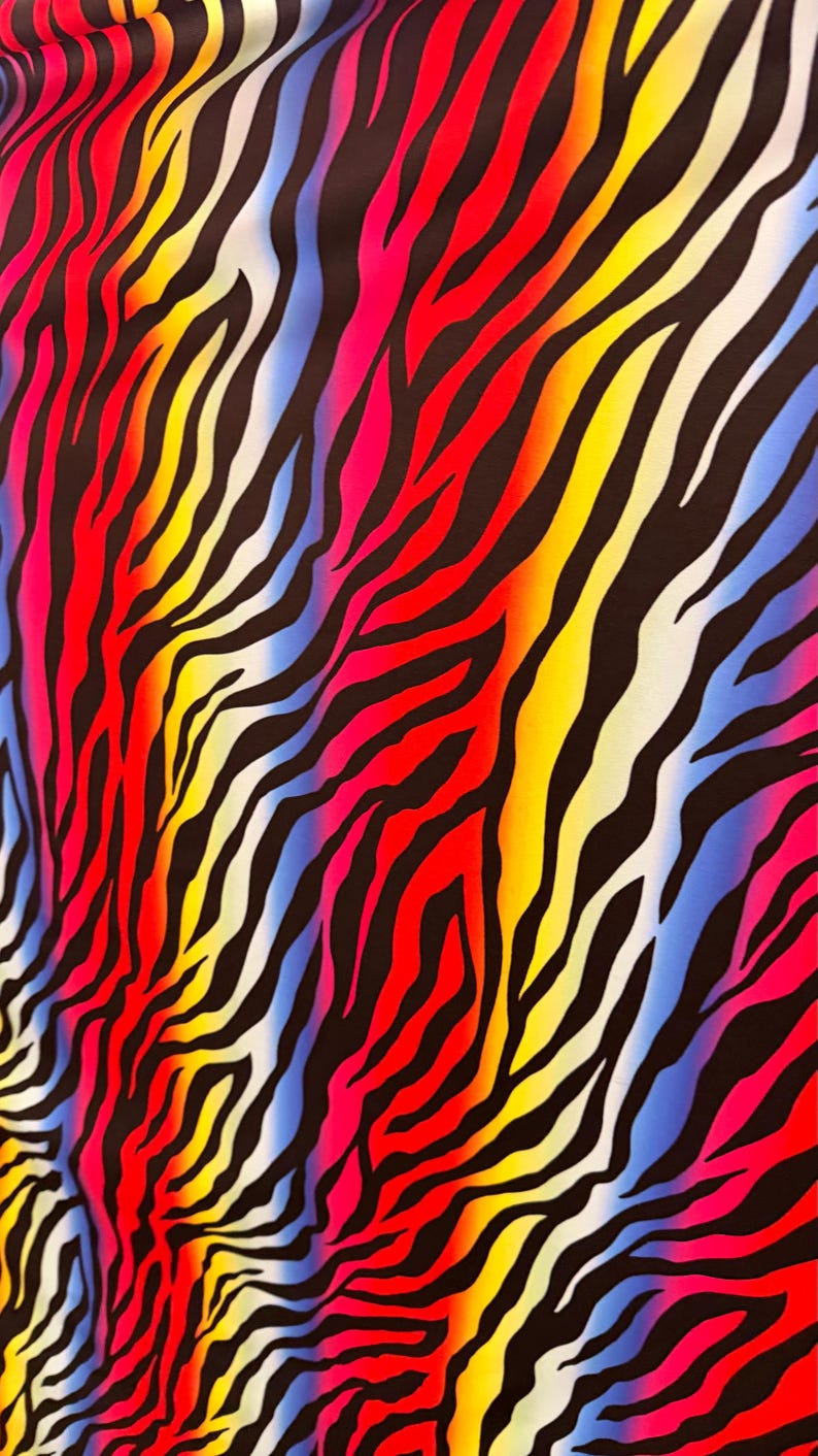 Rainbow Zebra Design Print on Nylon Spandex 4way Stretch 58/60" Sold by ...