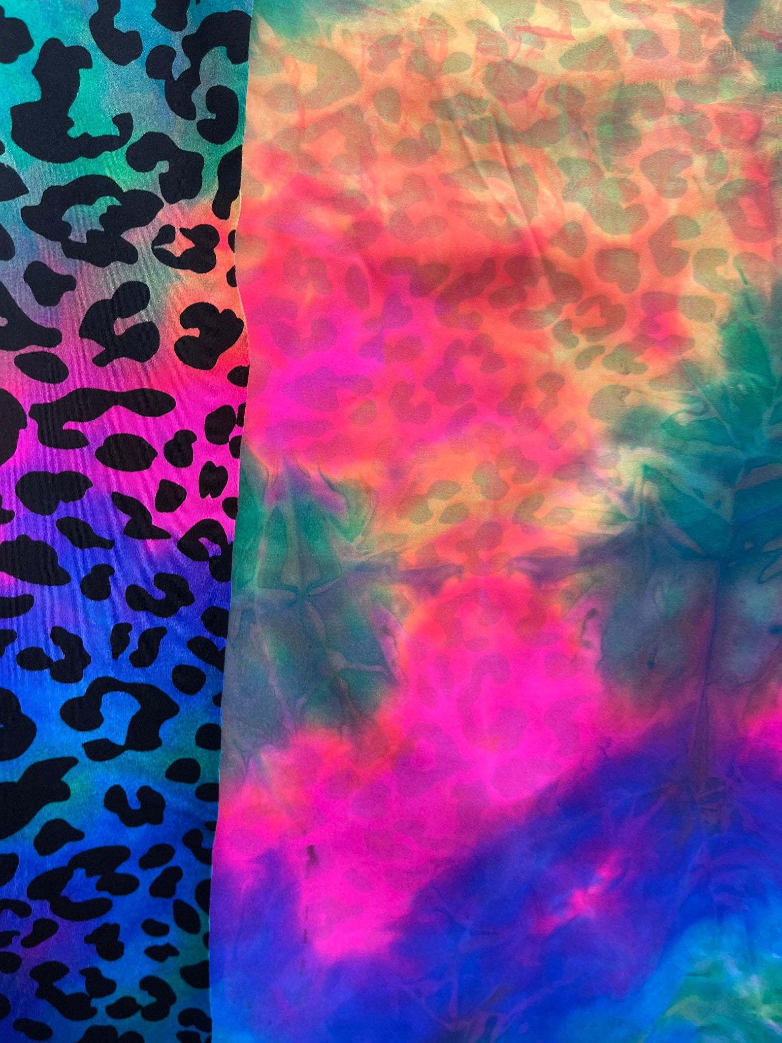 Premium Leopard Design Print on Tie Dye Nylon Spandex 4way Etsy