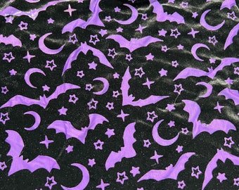 Bats design Burnout stretch velvet 4-way stretch 58/60” Sold by the YD. Ships Worldwide from Los Angeles California USA