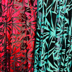 Luxury Geometric design burnout stretch velvet 4-way stretch 58/60” Sold by the YD. High quality fabrics. Ships worldwide from Los Angel