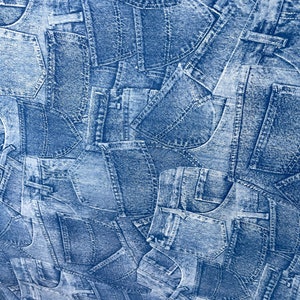 Jeans Design Denim Looking Print on Vinyl Non Stretch Heavy Weight 58/ ...