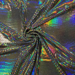 Honingraatontwerp iriserende zilveren lacer pailletten op metallic spandex 2-way stretch 58/60&quot; Verkocht door de YD. Verzending wereldwijd vanuit Los Angeles