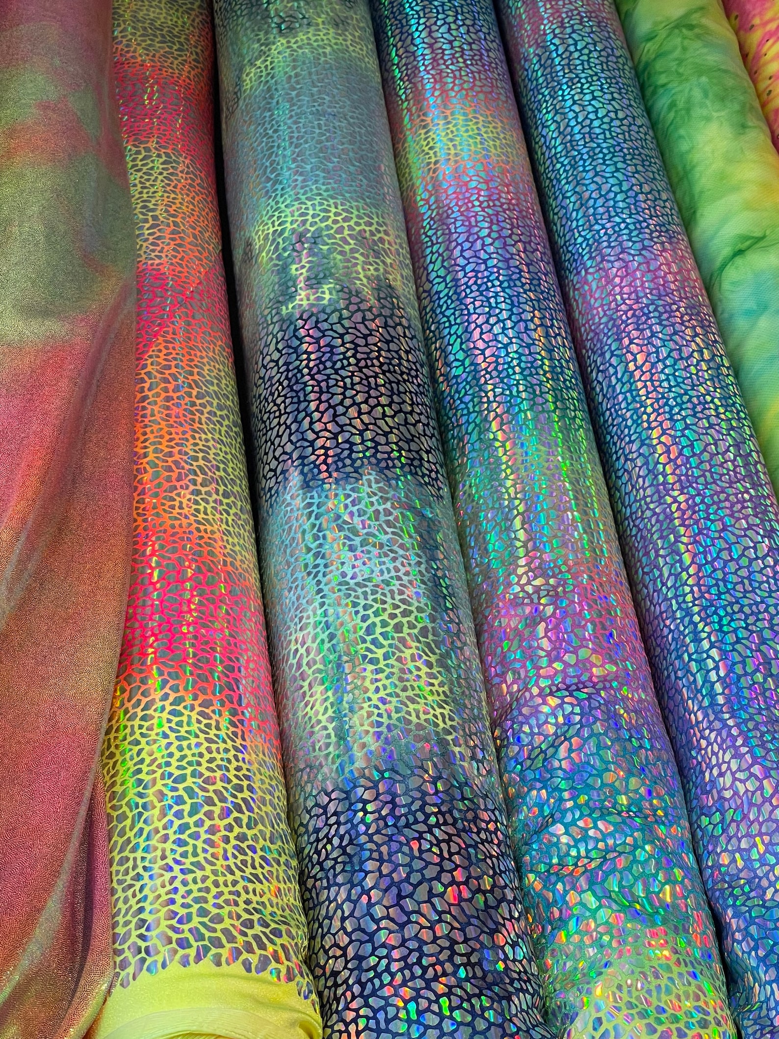 Aqua Iridescent Sequins-Dragon Scales Embroider on a Mesh-Sold by the Yard.