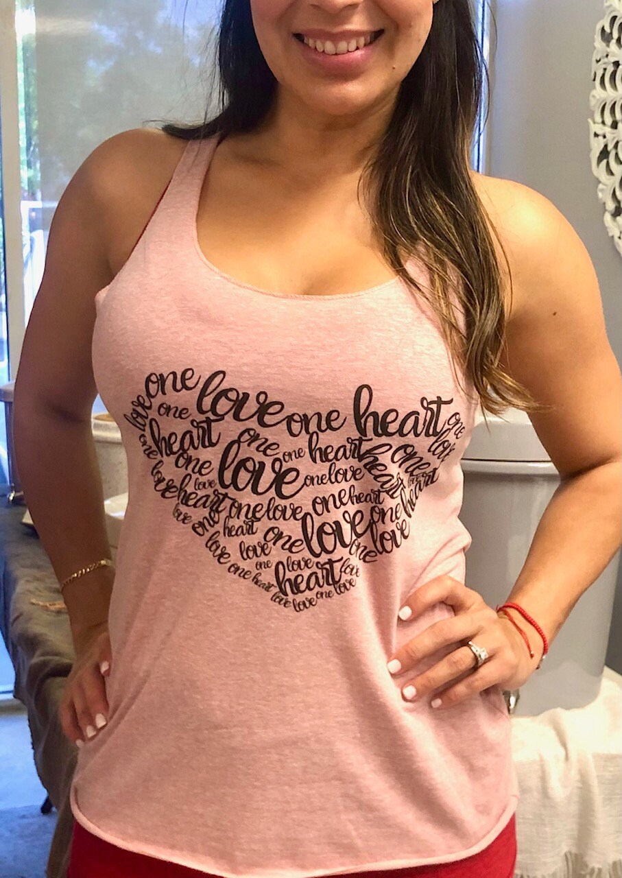 One Love One Heart Tank Top, yoga shirt, love shirt, whimsical kindness shirt, peace shirt, love is love, equality shirt, liberal shirt