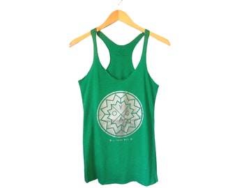 Women's Yoga Tank top, Yoga 3000 BCE Women's yoga racerback, spiritual, yoga wear , yoga top, OM, meditation tank, inspirational, green