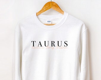 Taurus Sweatshirt, graphic sweatshirt, zodiac sweaters, zodiac gift idea, birthday gift, taurus description sweatshirt, pullover crewneck