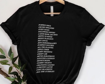 Fall Things Graphic Tee, fall tshirt, comfy fall tee, gift idea, basic, gift for hr, unisex graphic tee, unisex fall tshirt, pumpkin spice