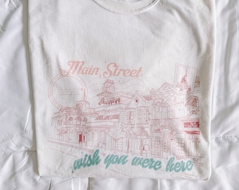 Main Street Greetings Graphic Tee, Main Street USA, Magic Kindom, DLR tshirt, theme park shirts, nostalgic graphic tee, vintage style tee