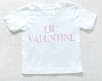 Lil' Valentine baby graphic tee, valentines day shirt, baby valentines day outfit, baby valentines day tee, valentines day baby announcement