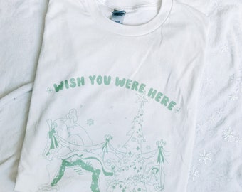 Who Greetings Graphic Tee, christmas tshirt, vintage style post card graphic tee, holiday vintage style tee, holiday tshirt, who tee ville