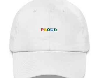 pride baseball cap, proud, rainbow, rainbow colors, pride hat, minimalist pride, queer, LGBTQ , dad hat, pride hats, coming out gift, gift