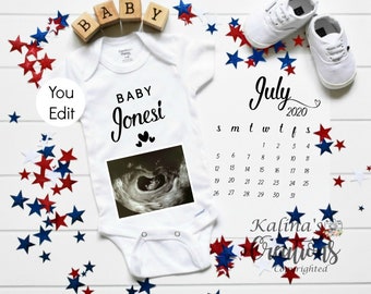 Summer Baby Announcement - 4th of July - Patriotic Baby - pregnancy announcement digital - July 4th Pregnancy Announce