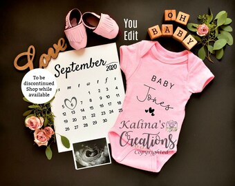 Personalize Girl Gender Reveal -for Social Media Announce- New Grandparents Announcement