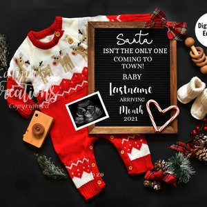 Christmas Pregnancy Announcement Digital Template- Virtual - Pregnancy Announce - Long Distance Baby Announcement