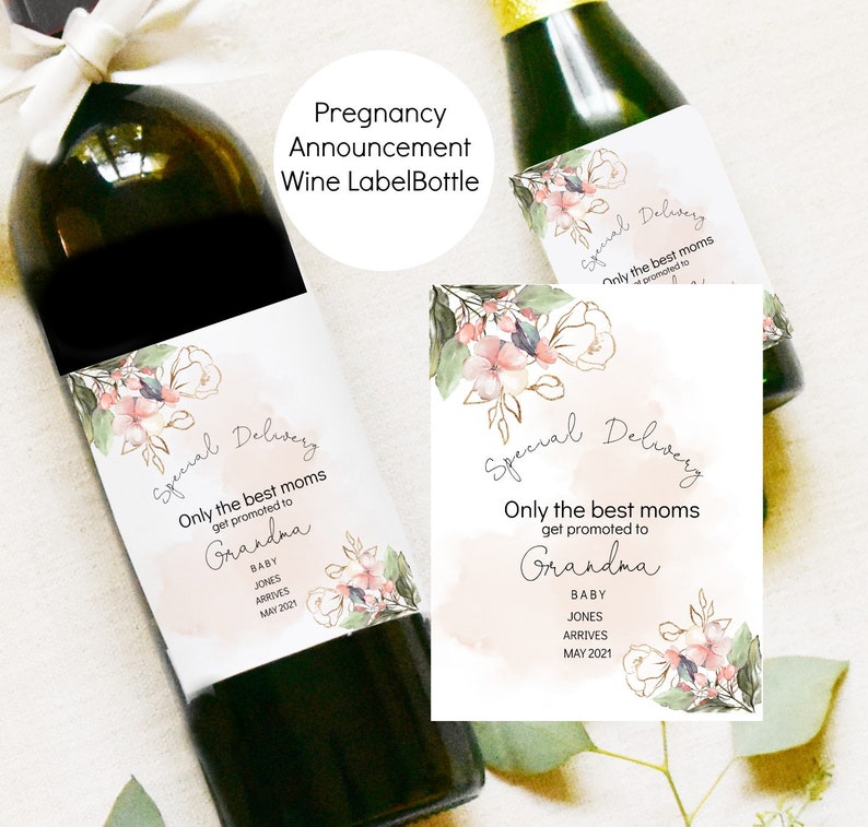 Pregnancy Announcement Wine Label Bundle KC35 Etsy