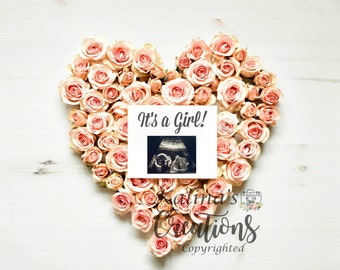 It's A Girl Gender Reveal -Social Media Announce - pregnancy announcement digital -  virtual Pregnancy Announce