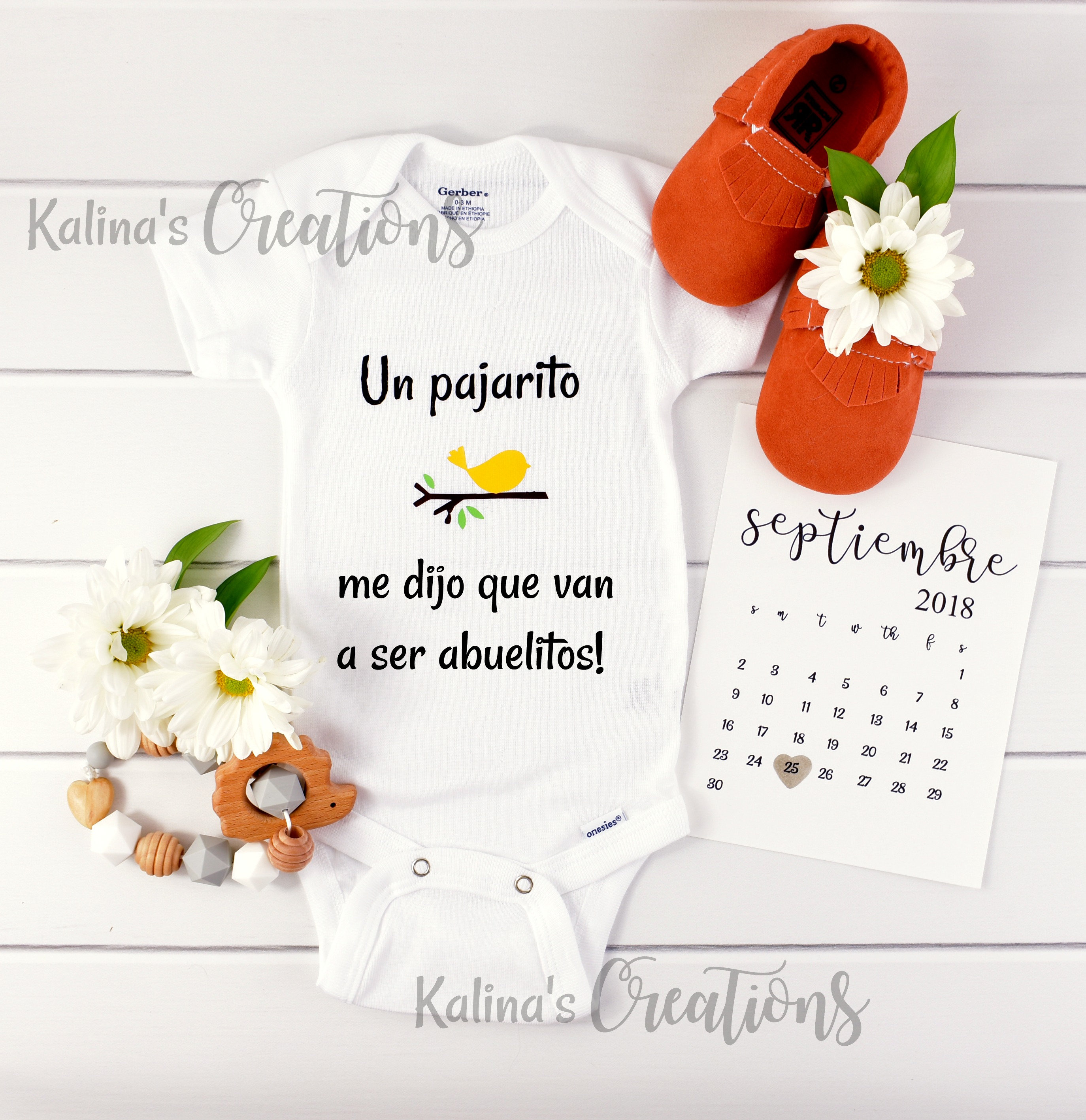 Baby Announcement Spanish / Spanish onesie / pregnancy