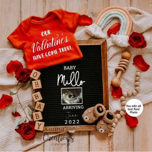 Valentines Day Pregnancy Announcement for Social media - pregnancy announcement digital  - Pregnancy Announce