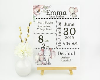 Birth Stats Announce Template 8 x 11" -  Nursery Wall Art Printable  - Personalized Baby Gifts