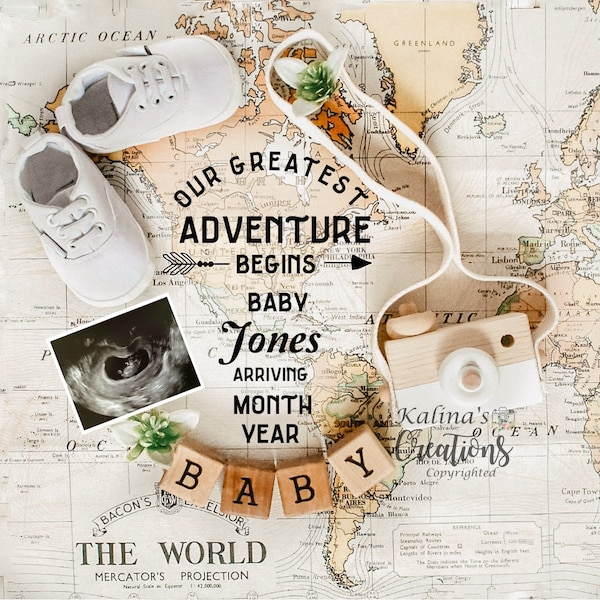 New Baby Travel Adventure Pregnancy Announcement for Social Media Announce - Pregnancy Announce