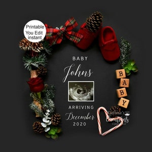 Christmas Pregnancy Announcement Digital Template- pregnancy announcement digital - New Grandparents Announcement Long Distance