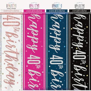 40th Birthday Banner Age 40 - Choose Colour From List
