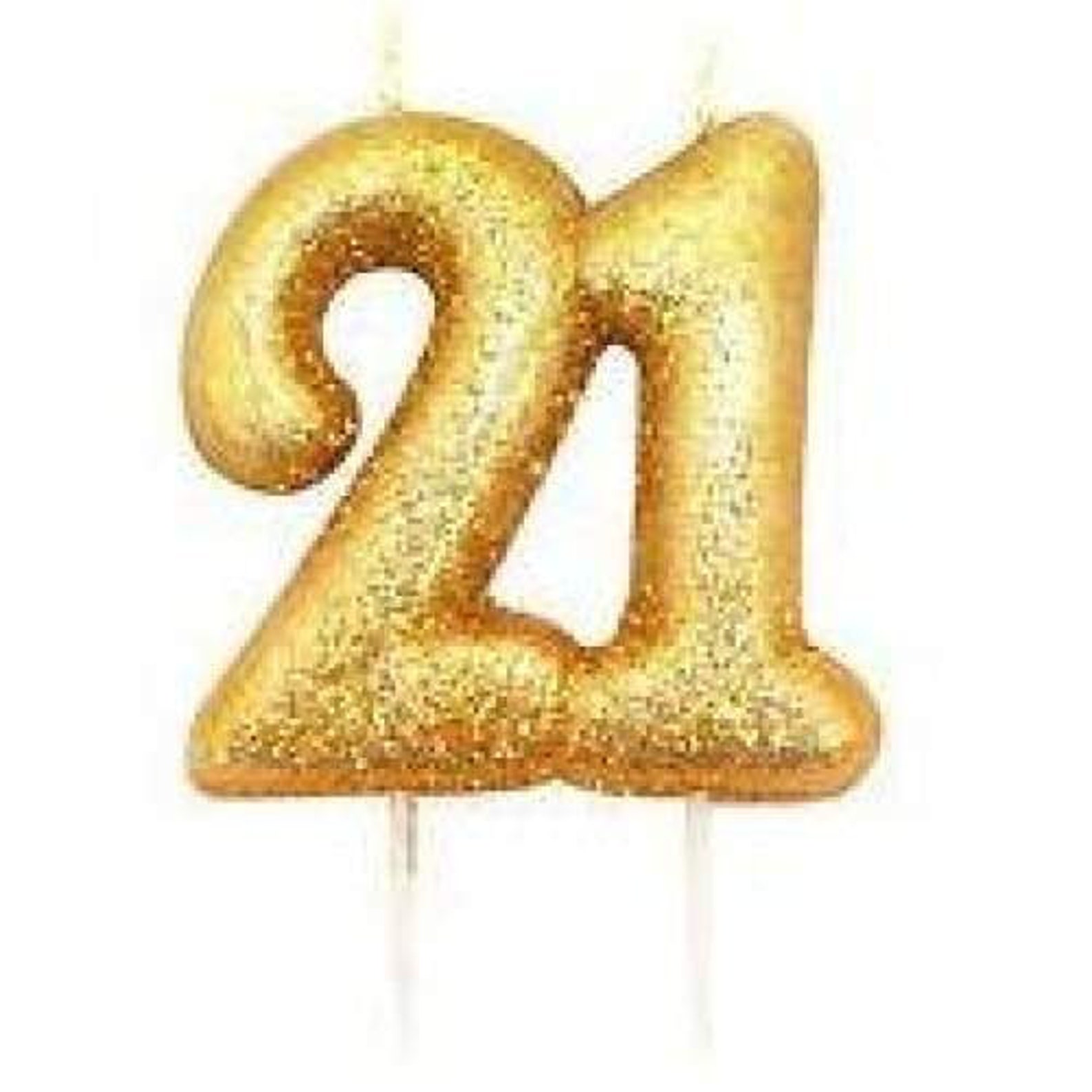 21 & Over Streaming Number 21 Glitter Numeral Moulded Pick Candle Gold | Etsy