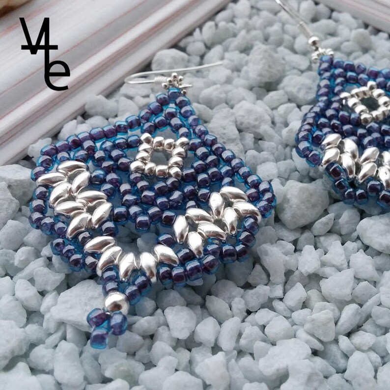 light earrings women/'s earrings Blue leaf earrings gift for women beaded earrings silver earrings earrings for her