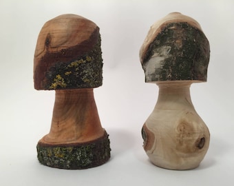 Medium Decorative Natural Wooden Mushrooms