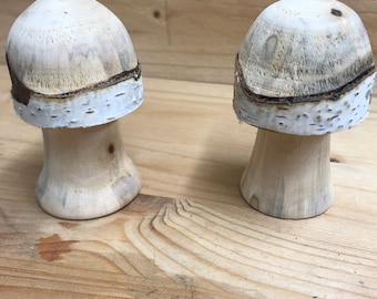 Small Decorative Natural Wooden Mushrooms