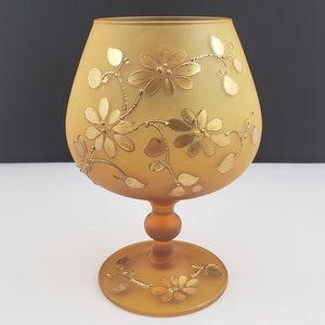 Norleans Amber Goblet Globe Glass Vase.