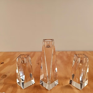 3 Vintage Oleg Cassini Crystal/Glass Candle holders
