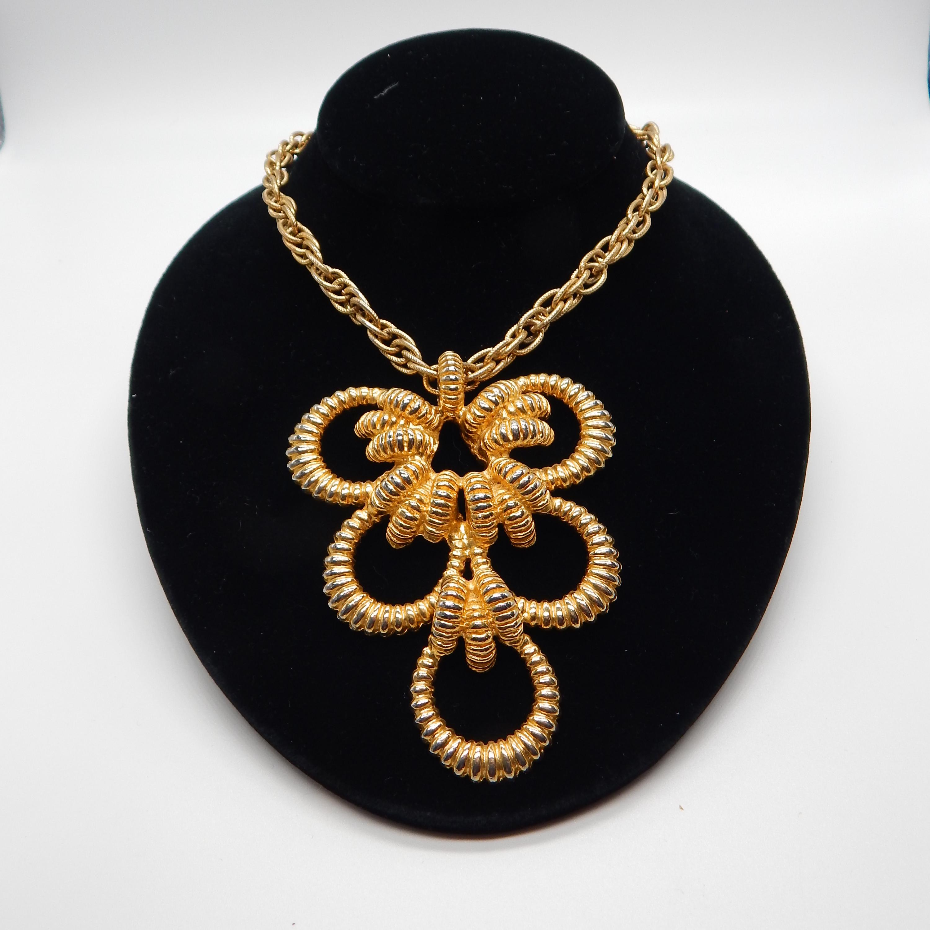 1975 Mimi Di N Silver-Tone Floral Rope Pendant Necklace Charm Mimi Di N Jewelry - Etsy main image 3