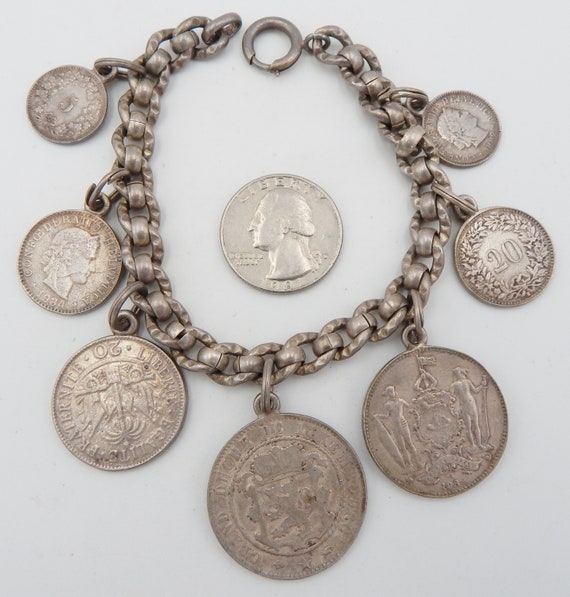 NAPIER Charm Bracelet European Coins Faux - World… - image 4