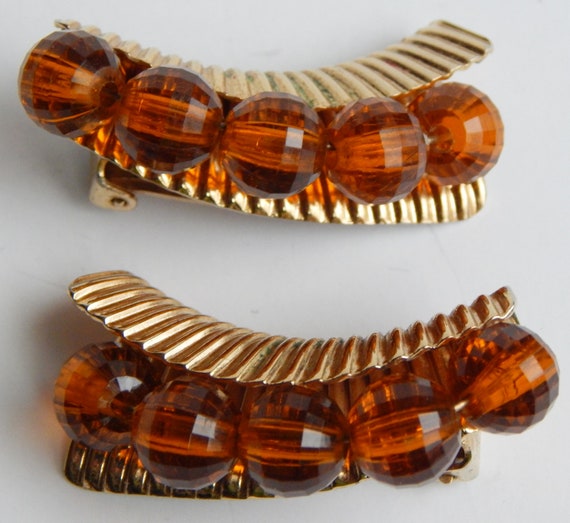 NAPIER Honey Brown Bead Necklace Earrings Demi - … - image 7