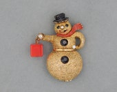 HOLLYCRAFT Christmas Snowman Pin - Sweet