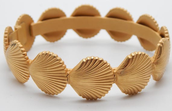 Vintage Whiting & Davis Seashell Clamper Bracelet… - image 3