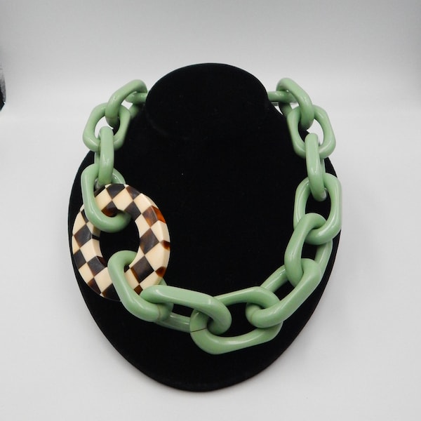 PONO Jane Goodman Lucite Resin Chunky Link Chain Statement Necklace - Made in Italy